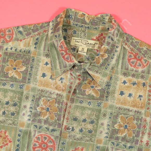 Tori Richard Other - Tori Richard Shirt Mens Medium Green Hawaiian Floral Vintage Cotton Button Down